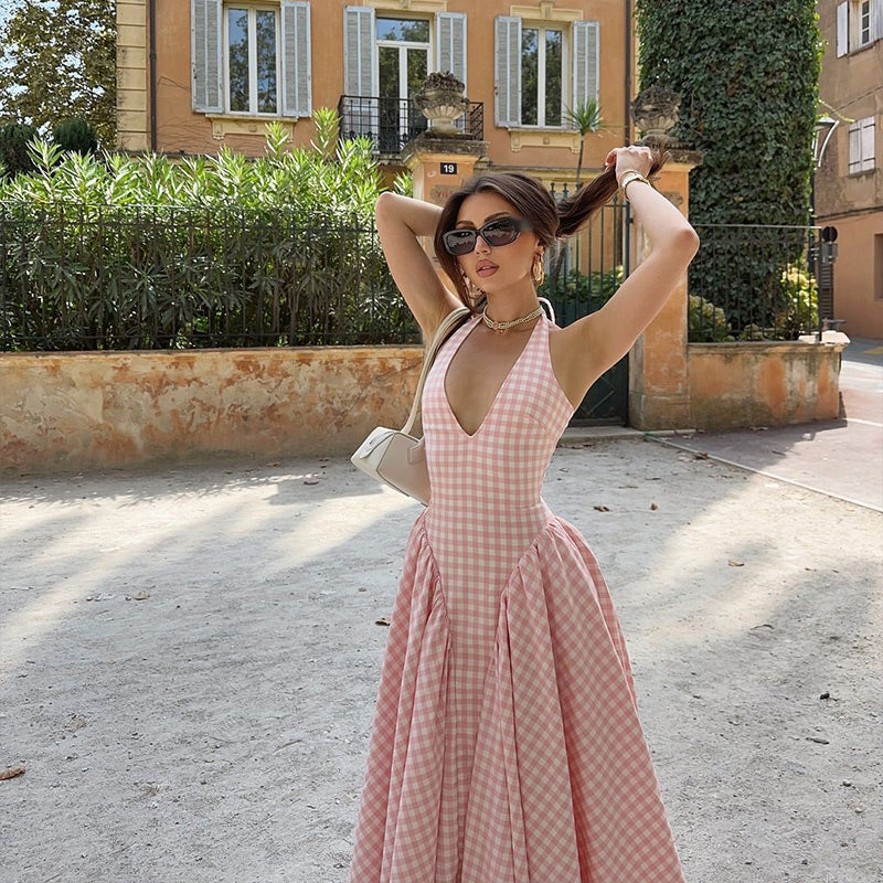 Romina | Plaid Print Midi Dress