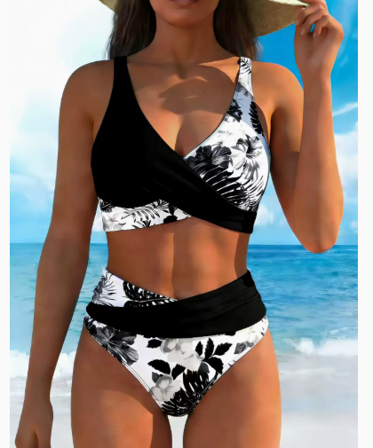 Jolina | Floral Contrast Split Bikini