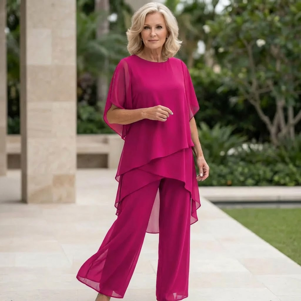 Isla | Suit with Draped Palazzo Pants