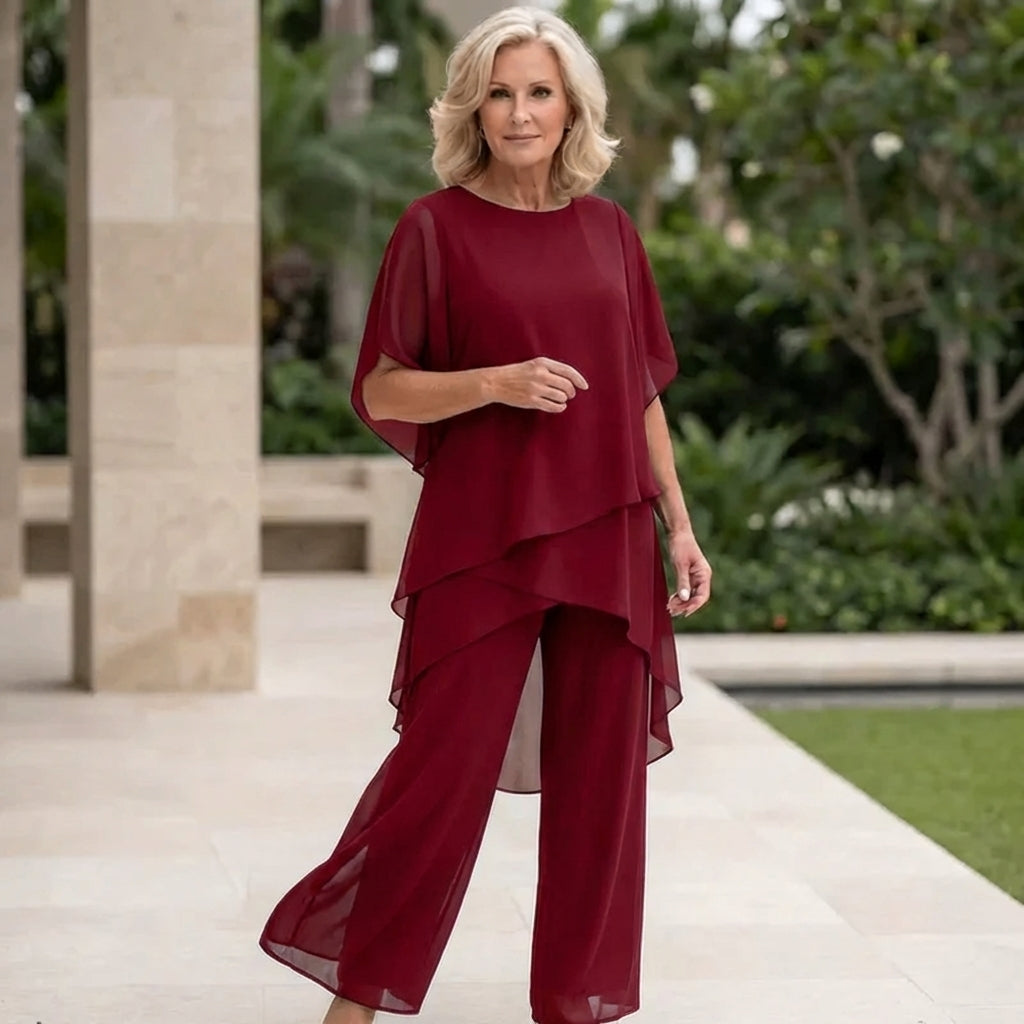 Isla | Suit with Draped Palazzo Pants