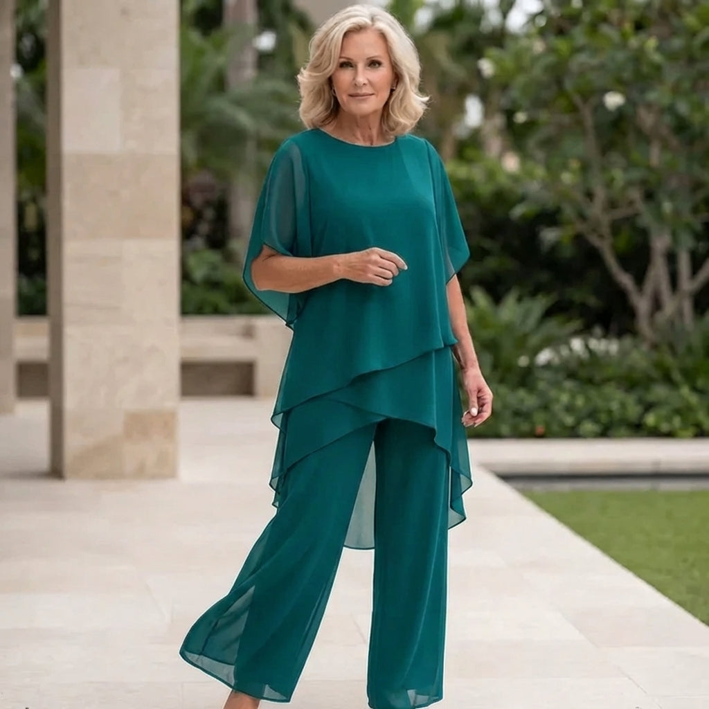 Isla | Suit with Draped Palazzo Pants