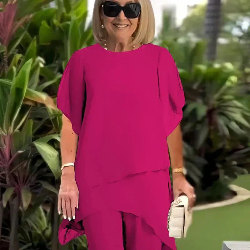 Isla | Suit with Draped Palazzo Pants