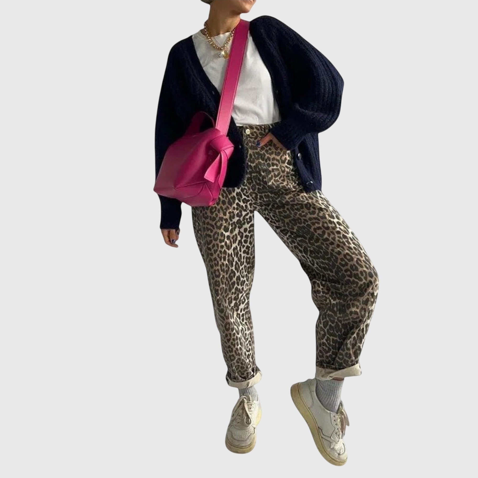 Chandra | Vintage Jeans with Leopard Print