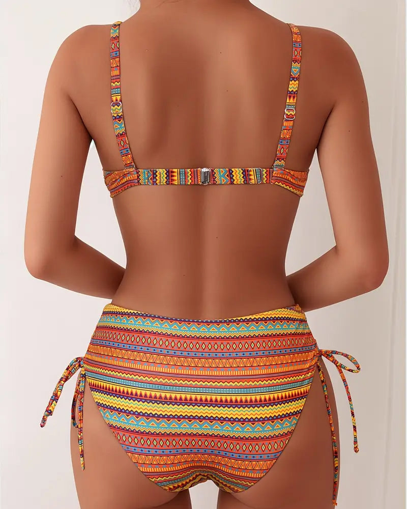 Rose | Two-Piece Swimsuit with Striped Print