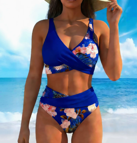 Jolina | Floral Contrast Split Bikini