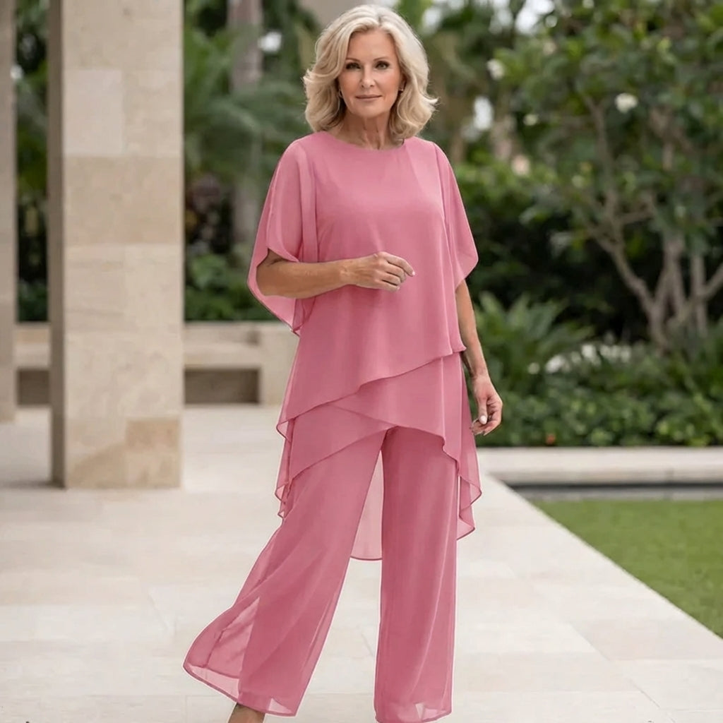 Isla | Suit with Draped Palazzo Pants