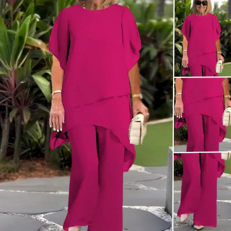 Isla | Suit with Draped Palazzo Pants