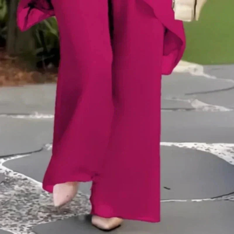 Isla | Suit with Draped Palazzo Pants
