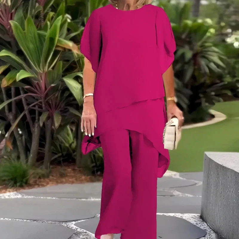 Isla | Suit with Draped Palazzo Pants