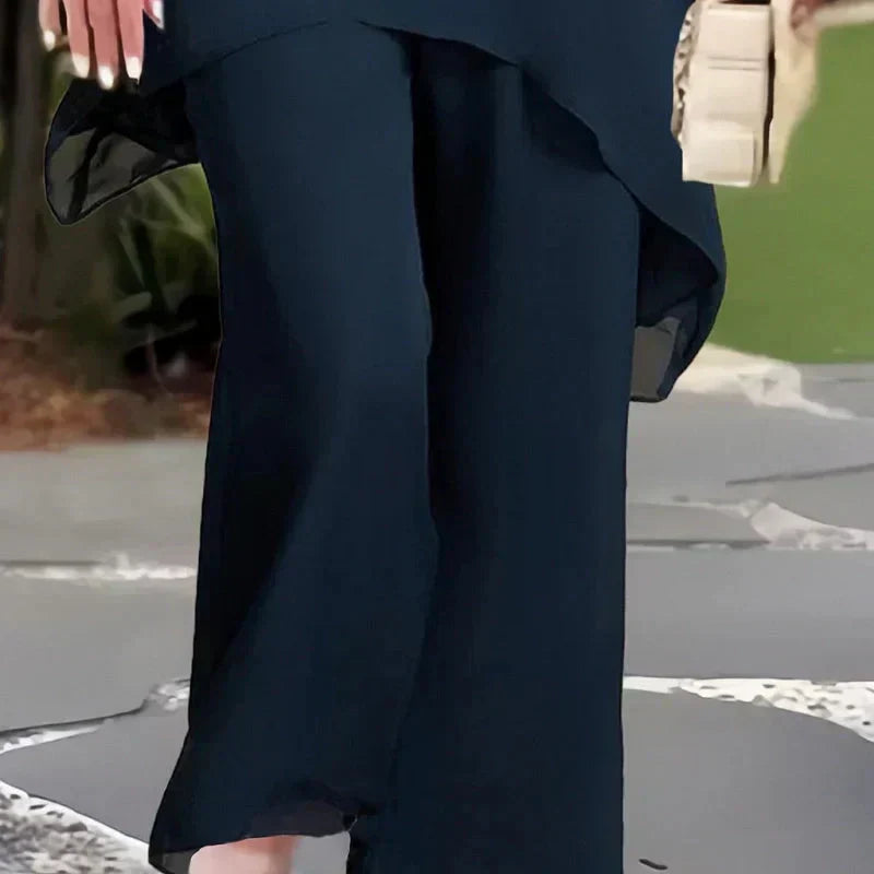 Isla | Suit with Draped Palazzo Pants